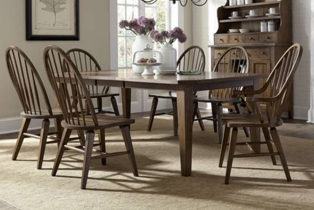 Liberty Hearthstone 7-Piece Rustic Oak Rectangular Table Set 0