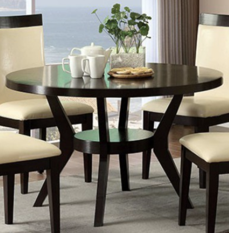 espresso round dining table and chairs