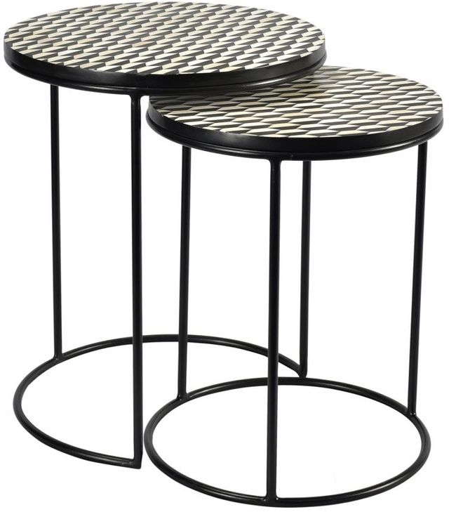 Moe's Home Collection Optic Black and White Set of 2 Nesting Tables 1