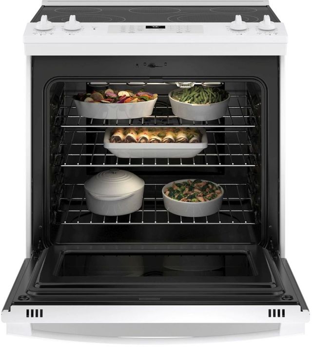 GE® 30" White Slide In Electric Convection Range-2
