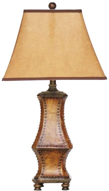 H & H Lamp Crackle Leather Lamp