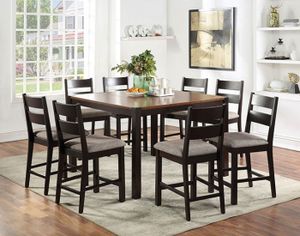 Furniture of America® Valdor 9-Piece Dark Oak/Espresso Counter-Height Dining Set