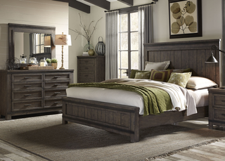 Liberty Furniture Thornwood Hills Bedroom King Panel Bed, Dresser, and Mirror Collection