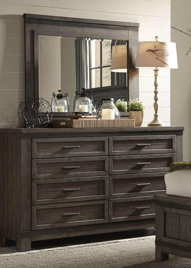 Liberty Furniture Thornwood Hills Bedroom King Panel Bed, Dresser, and Mirror Collection-1