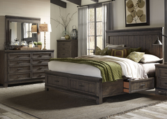 Liberty Furniture Thornwood Hills 3-Piece Rock Beaten Gray Queen Storage Bedroom Set