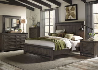 Liberty Furniture Thornwood Hills 4-Piece Rock Beaten Gray Queen Panel Bedroom Set