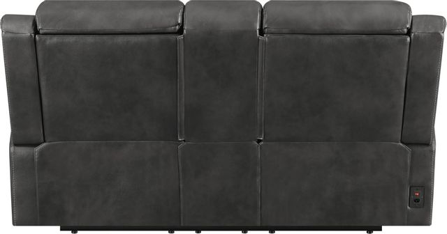 Coaster® Shallowford Hand Rubbed Charcoal Power Reclining Upholstered Loveseat with Console 2