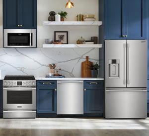 Frigidaire Professional® 4 Piece Kitchen Package with a 27.8 Cu. Ft. Smudge-Proof® Stainless Steel French Door Refrigerator