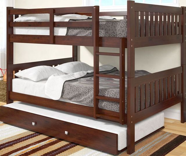 Donco Trading Company Dark Cappuccino Full/Full Mission Bunk Bed With Trundle-0