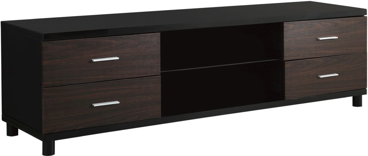 Coaster® Glossy Black And Walnut 4-Drawer TV Console