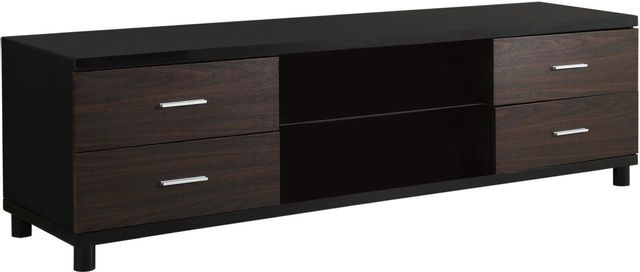 Coaster® Glossy Black And Walnut 4-Drawer TV Console-0