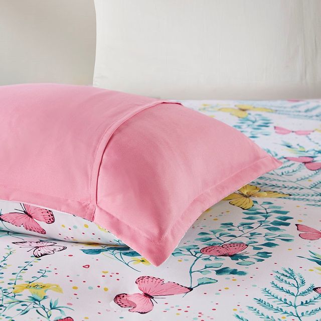 Kids Buttefly Pink Duvet Set Reversible Bedding Curtain Catherine Lansfield