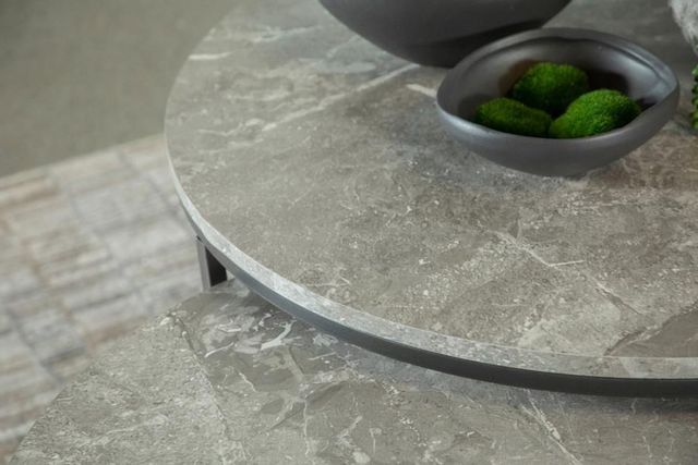 Coaster® 2-Piece Grey Faux Marble/Gunmetal Nesting Coffee Tables 1