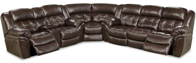 HomeStretch Brown Super-Wedge Leather Reclining Sectional-0