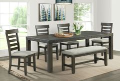 Elements Colorado Dining Table, Four Side Chairs & Storage Bench
