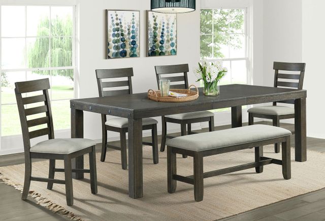 Elements Colorado Dining Table, Four Side Chairs & Storage Bench-0