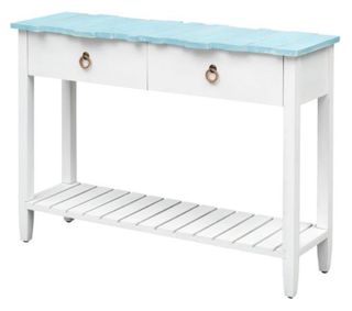 Coast To Coast Accents™ Boardwalk White and Teal Console Table