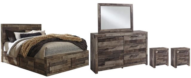 Benchcraft® Derekson 5-Piece Multi Gray Full Panel Storage Bed Set