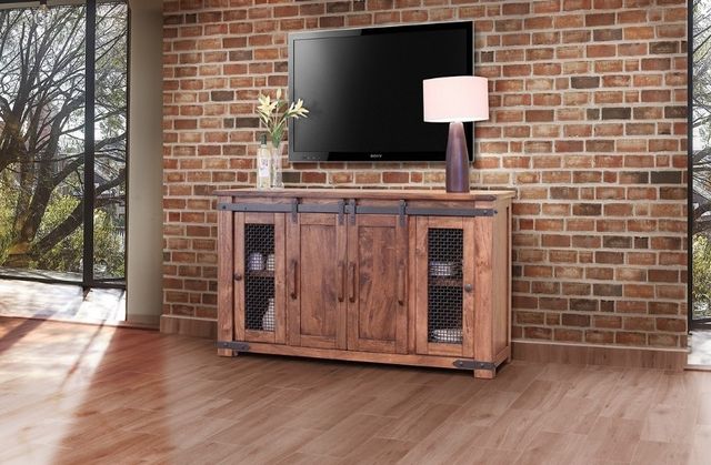 International Furniture Direct Parota Brown 70" 4-Door TV Stand-3