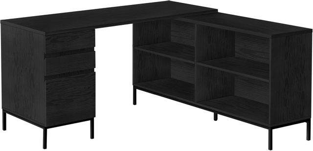 Monarch Specialties Inc. Black Oak L-shaped Office Desk 