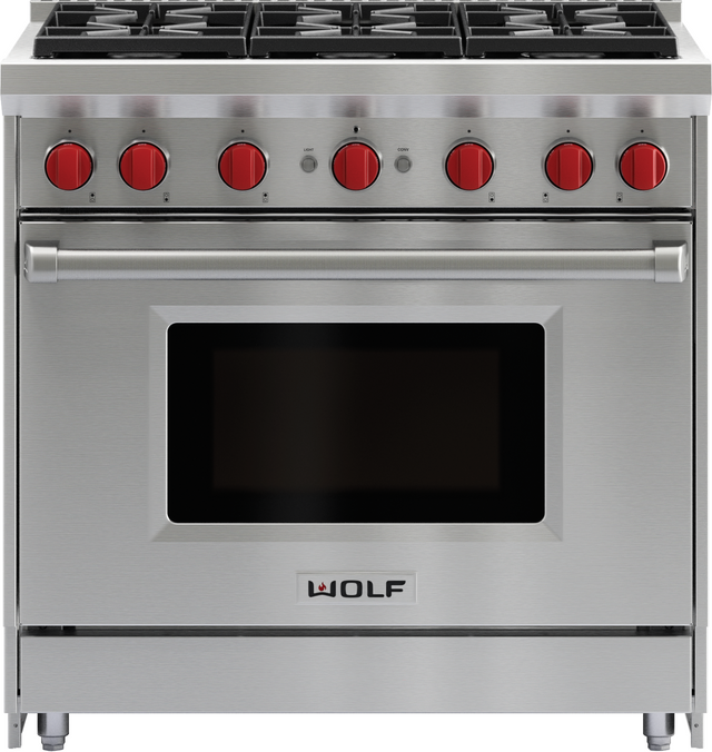 Wolf® 36" Stainless Steel Pro Style Gas Range 1