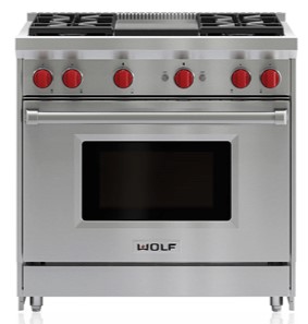 Wolf® 36" Stainless Steel Pro Style Gas Range