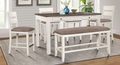 Sarasota White 6pc Counter Height Table w/4 Stools & Bench P94364804