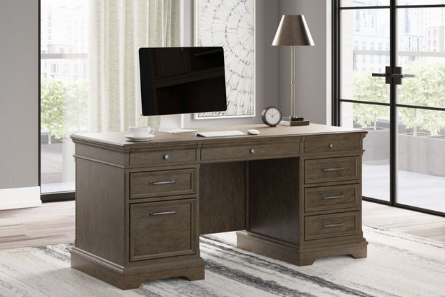 Signature Design by Ashley® Janismore Distressed Weathered Gray Home Office Desk 6