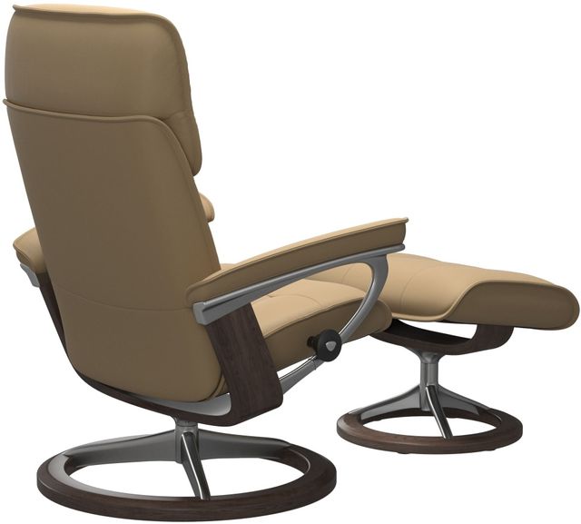 Stressless® by Ekornes® Admiral Medium All Leather Sand Chair with Footstool-3