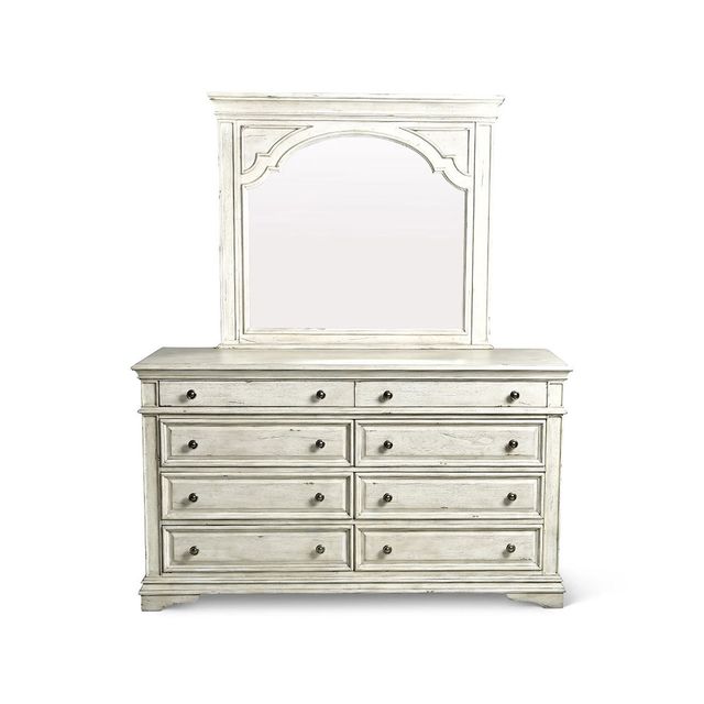 Steve Silver Co. Highland Park Cathedral White King Bed, Dresser, Mirror & Nightstand-3