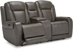 Signature Design by Ashley® Card Player Smoke Power Reclining Loveseat