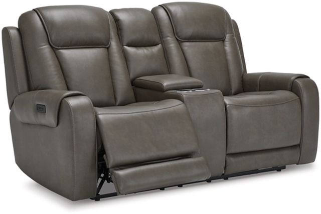 Signature Design by Ashley® Card Player Smoke Power Reclining Loveseat-0