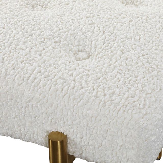 Uttermost® Olivier White Faux Shearling Bench-3