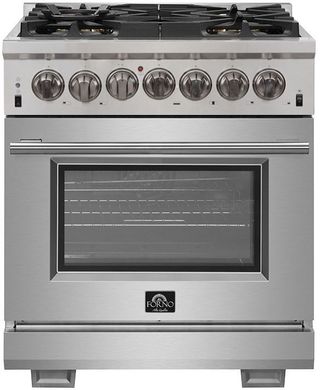 FORNO® Alta Qualita 30" Stainless Steel Pro Style Dual Fuel Natural Gas Range