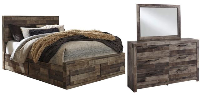 Benchcraft® Derekson 3-Piece Multi Gray King Panel Bed Set-0