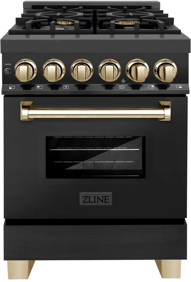 ZLINE Autograph Edition 24" Black Stainless Steel Pro Style Dual Fuel Range