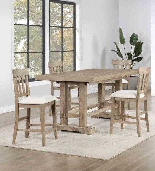 Steve Silver Co. Napa 5-Piece Weathered Sand Counter Dining Set | Mid ...