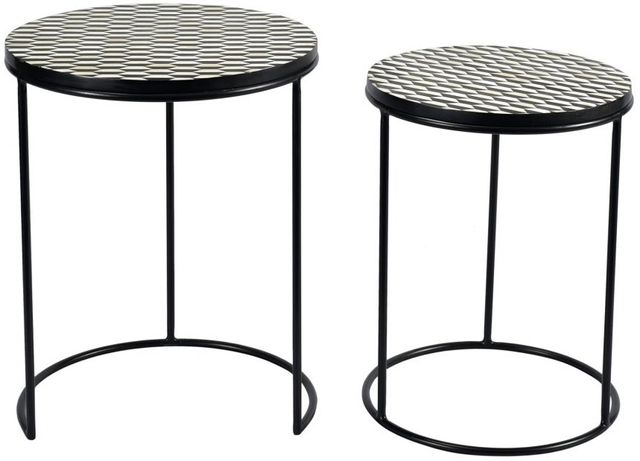Moe's Home Collection Optic Black and White Set of 2 Nesting Tables 0