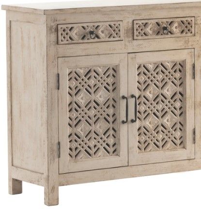 Crestview Collection Amelia Distressed White Sideboard-1