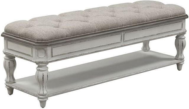 Liberty Furniture Magnolia Manor Antique White Bed Bench-2