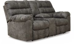 Signature Design by Ashley® Derwin Concrete Reclining Loveseat with Console