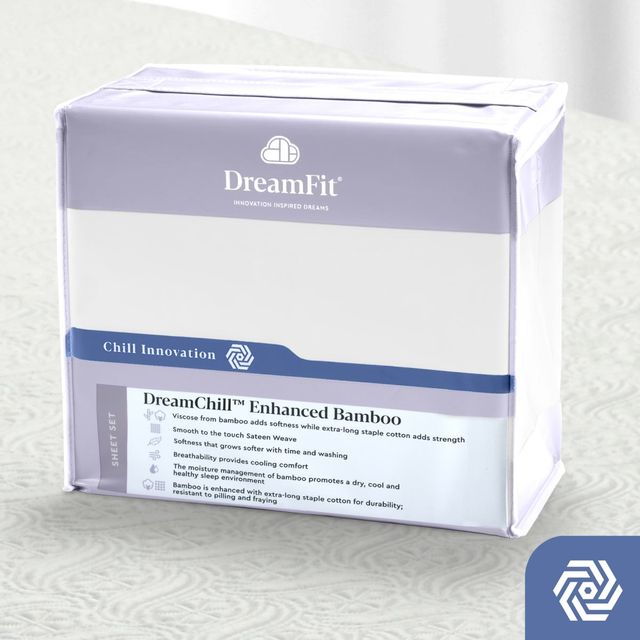 DreamFit® DreamChill™ Enhanced Bamboo White Full XL Sheet Set