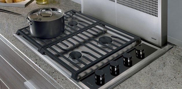 Wolf® 30" Stainless Steel Transitional Natural Gas Cooktop-1