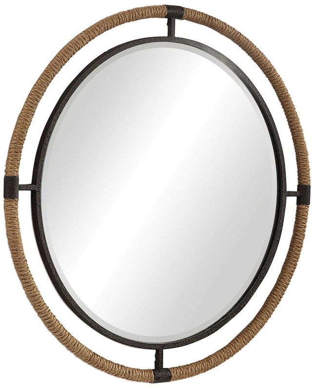 Uttermost® by Grace Feyock Melville Coastal Rust Black Round Mirror-1
