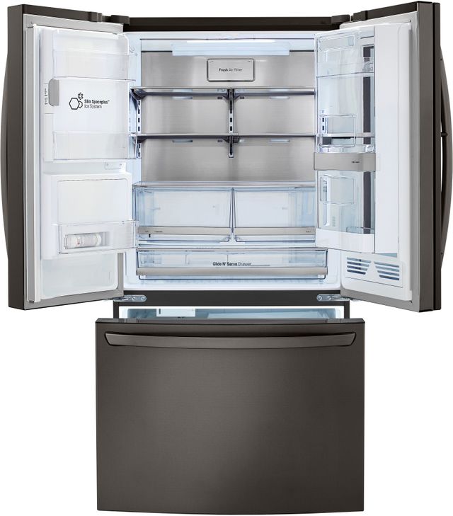 Réfrigérateur à portes françaises de 36 po LG® de 29,7 pi³ - Acier inoxydable noir résistant aux traces de doigts 3