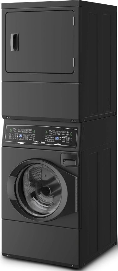 Speed Queen® SF7 3.5 Washer, 7.0 Cu. Ft Gas Dryer Matte Black Stack Laundry-2