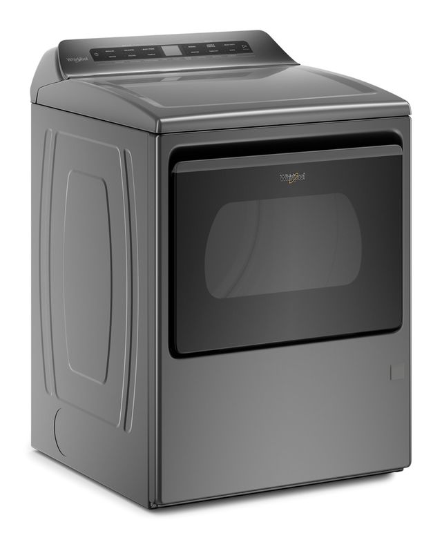 Whirlpool® 7.4 Cu. Ft. Chrome Shadow Front Load Gas Dryer 1