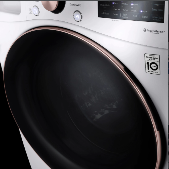 LG 4000 Series White Front Load Washer & Gas Dryer Package w/ Pedestals-1