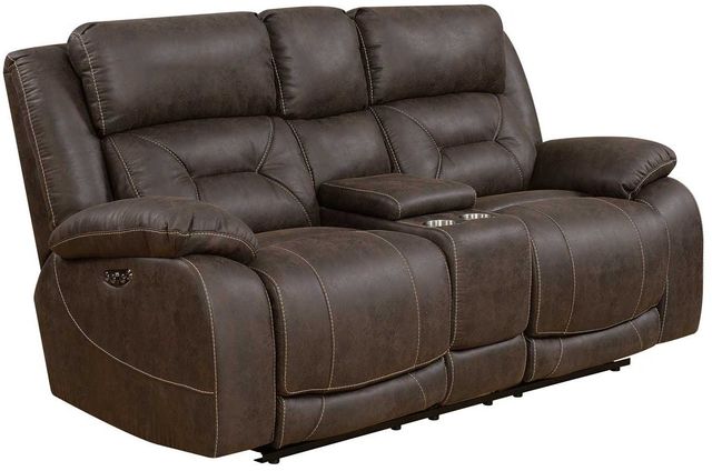 Steve Silver Co.® Aria Saddle Brown Power Console Loveseat Recliner-0
