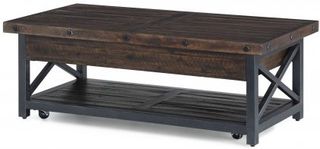 Flexsteel® Carpenter Black/Brown Rectangular Lift-Top Coffee Table with Casters